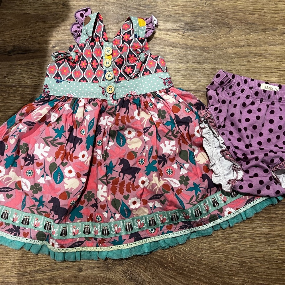 Floral Pink and Purple Unicorn Dress Set